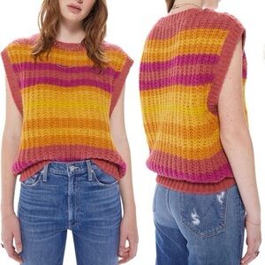 🦙 Mother Boatneck Vest Striped Alpaca Sweater Sleeveless Sweater Tank Top XS